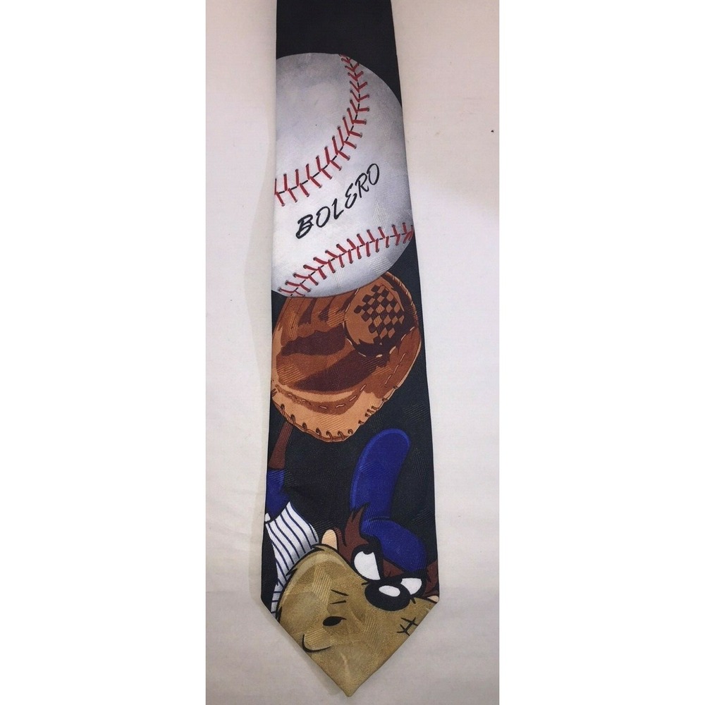 NOS Vintage 1996 Looney Tunes Mania Tazmanian Devil Baseball Bolero Neck Tie